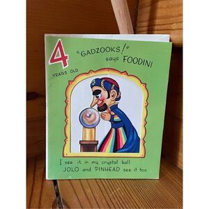 Vintage 1950 Foodini Series Pop-Up Birthday Card Age 4 Pinhead and Jolo